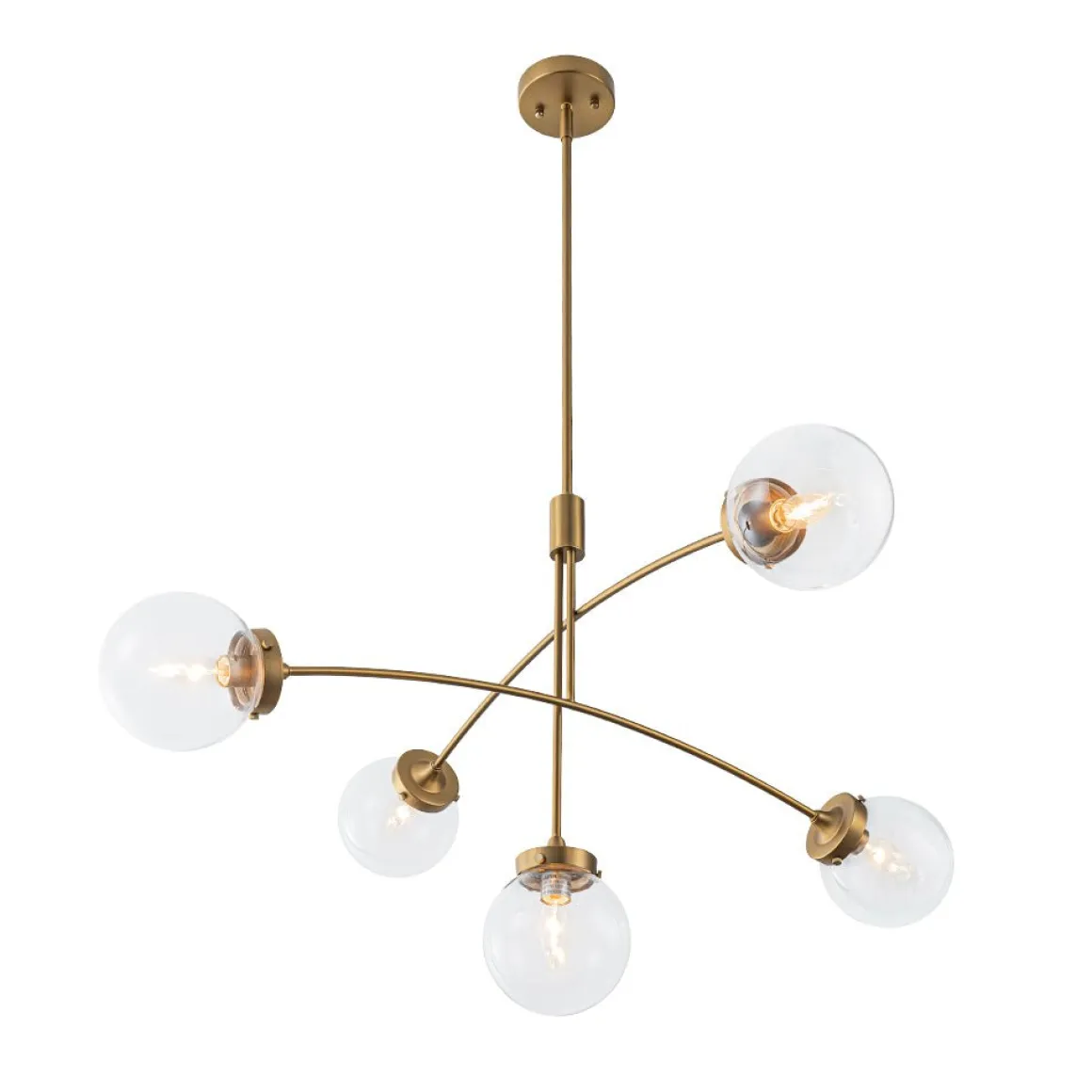 Funky 5-Light Seesaw Arched Arm Glass Globe Semi Flush Chandelier