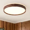 Geometric Wood Style Dimmable LED Flush Mount Light