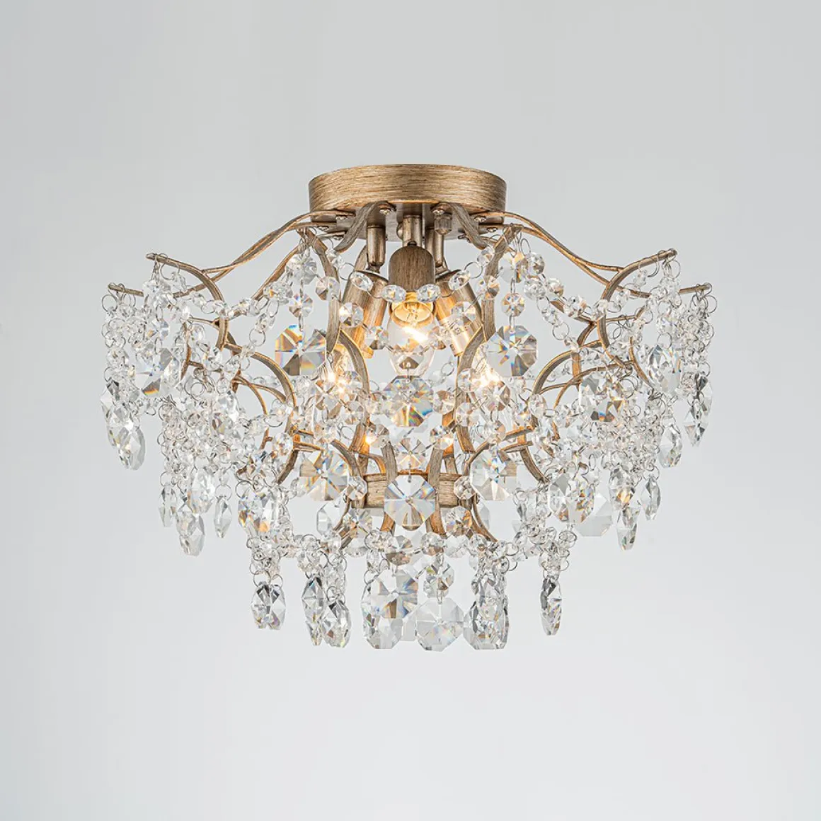 Glam Bloom Draped Crystal Accented Semi Flush Mount
