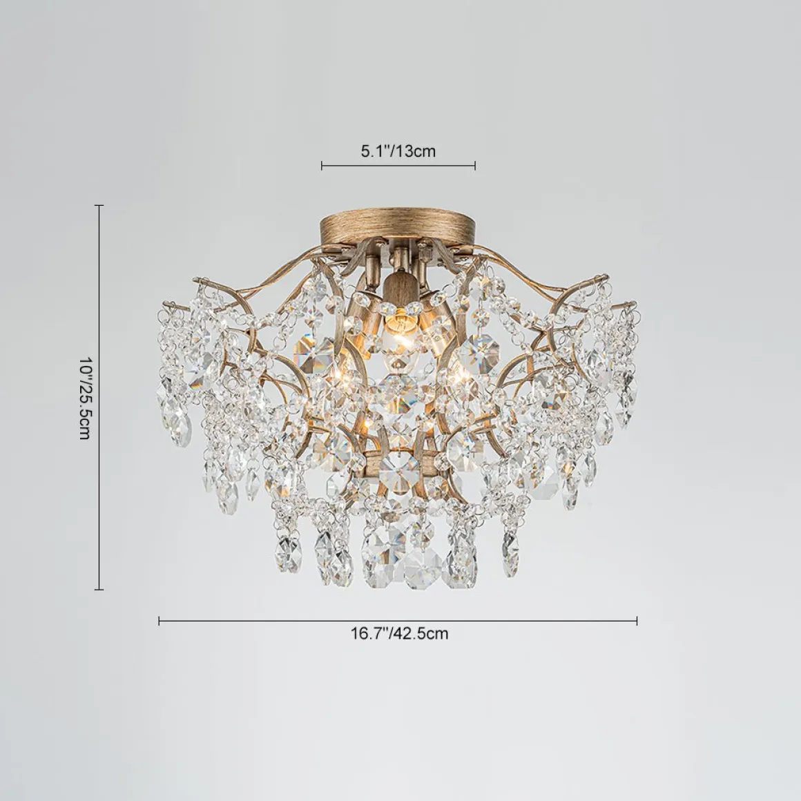 Glam Bloom Draped Crystal Accented Semi Flush Mount