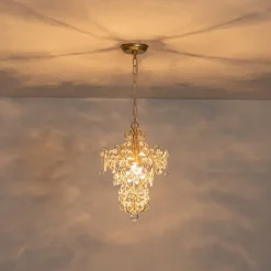 Glam Bloom Floral Crystal Accented Cage Pendant Light
