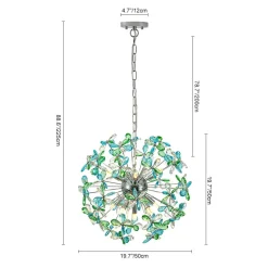 Glam Bloom Green Blue Crystal Flower Dandelion Chandelier