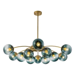Glam Bloom 12-Light Blue Glass Bubble Semi Flush Chandelier