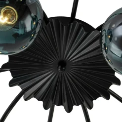 Glam Bloom 12-Light Blue Glass Bubble Semi Flush Chandelier
