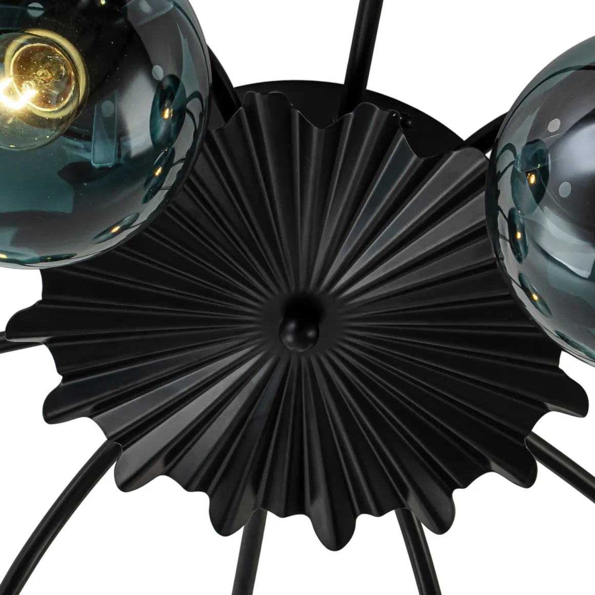 Glam Bloom 12-Light Blue Glass Bubble Semi Flush Chandelier