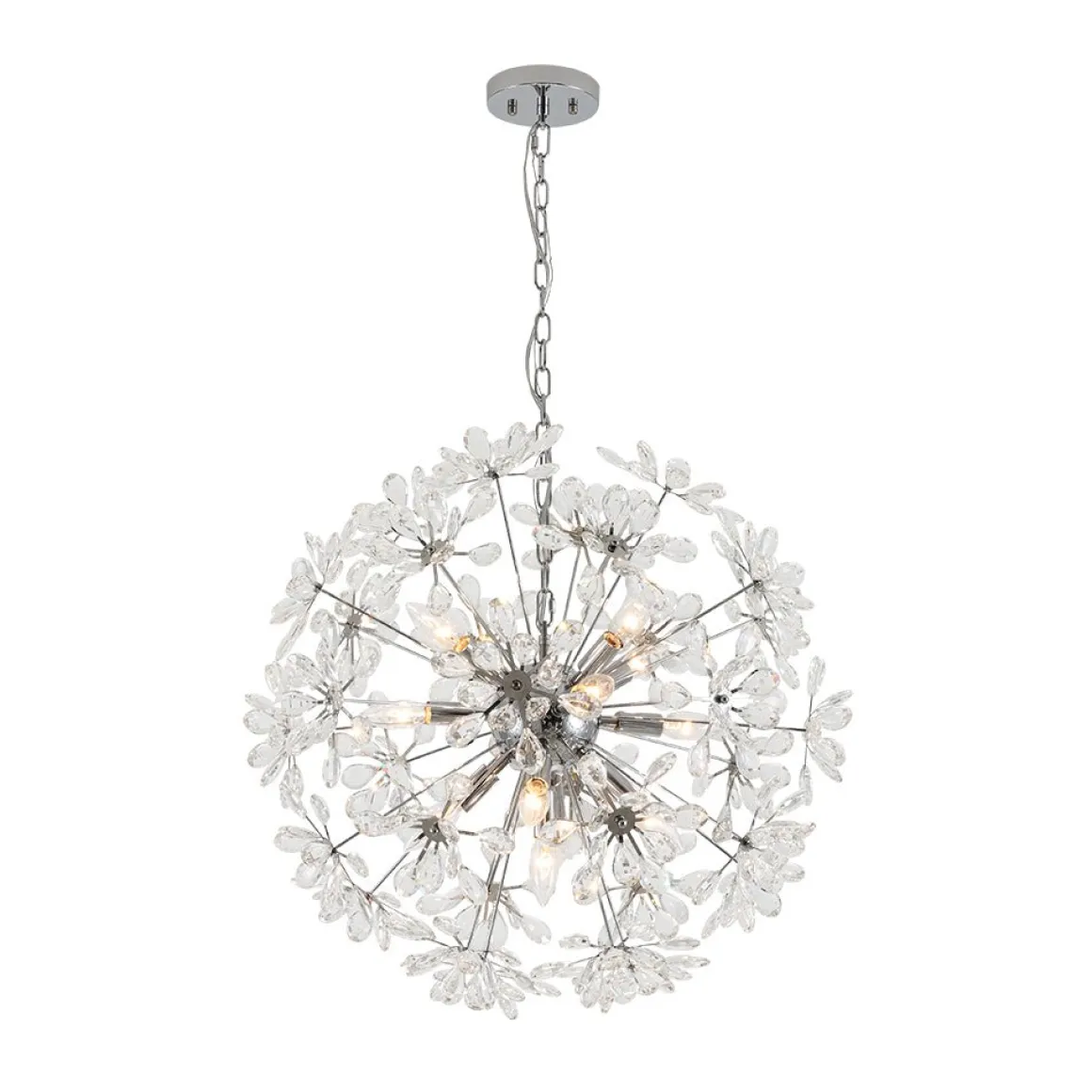 Glam Chrome Bloom Dandelion Crystal Sputnik Chandelier