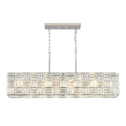 Glam Chrome Dazzle Crystal Rectangle Cage Island Chandelier
