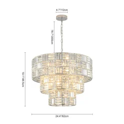Glam Chrome Spark Cut Crystal Tiered Round Chandelier