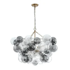 Glam Cluster Ribbed Smoked Glass Globe Bubble Chandelier