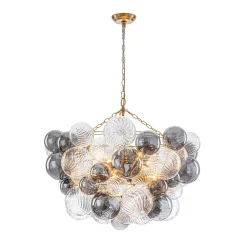 Glam Cluster Ribbed Smoked Glass Globe Bubble Chandelier