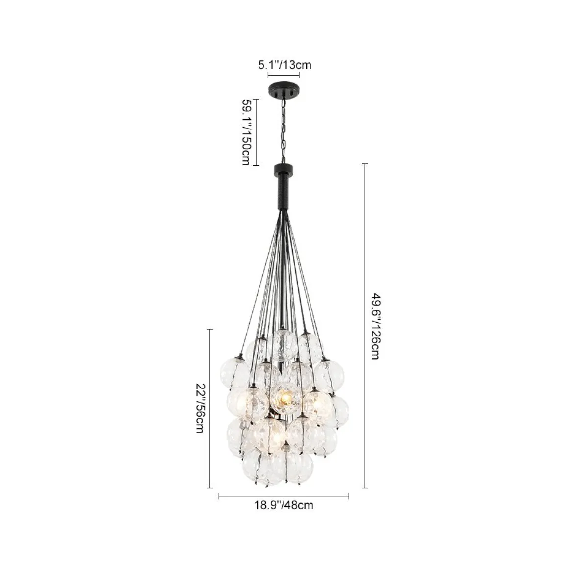 Glam Cluster Textured Water Glass Globe Bubble Chandelier