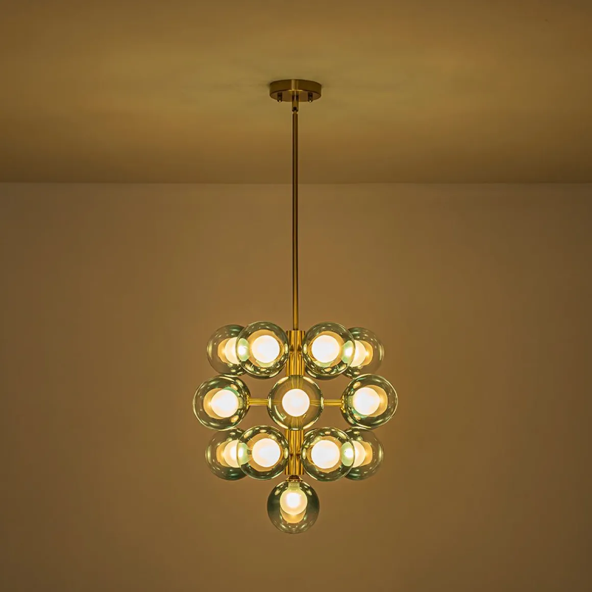 Glam Cluster White Blue Glass Bubble Tiered Chandelier