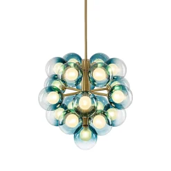 Glam Cluster White Blue Glass Bubble Tiered Chandelier