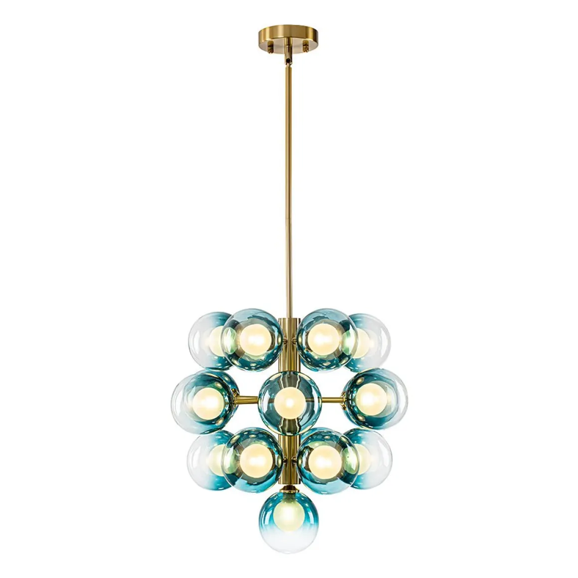 Glam Cluster White Blue Glass Bubble Tiered Chandelier