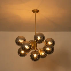 Glam Dark Pearl Smoked Glass Globe Bubble Sputnik Chandelier