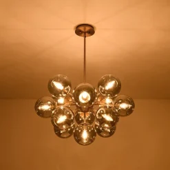 Glam Dark Pearl Sputnik Smoked Glass Bubble Chandelier Light Fixture