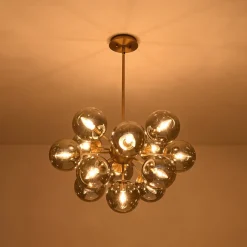 Glam Dark Pearl Sputnik Smoked Glass Bubble Chandelier Light Fixture