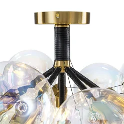Glam Iridescent Glass Cluster Bubble Semi Flush Chandelier