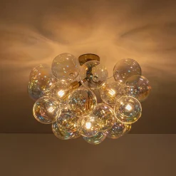 Glam Iridescent Glass Cluster Bubble Semi Flush Chandelier