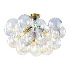 Glam Iridescent Glass Cluster Bubble Semi Flush Chandelier