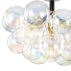 Glam Iridescent Glass Cluster Bubble Semi Flush Chandelier