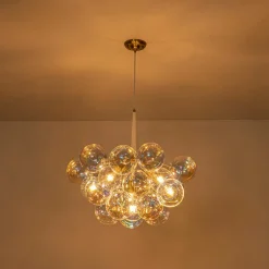 Glam Iridescent Glass Globe Cluster Bubble Chandelier