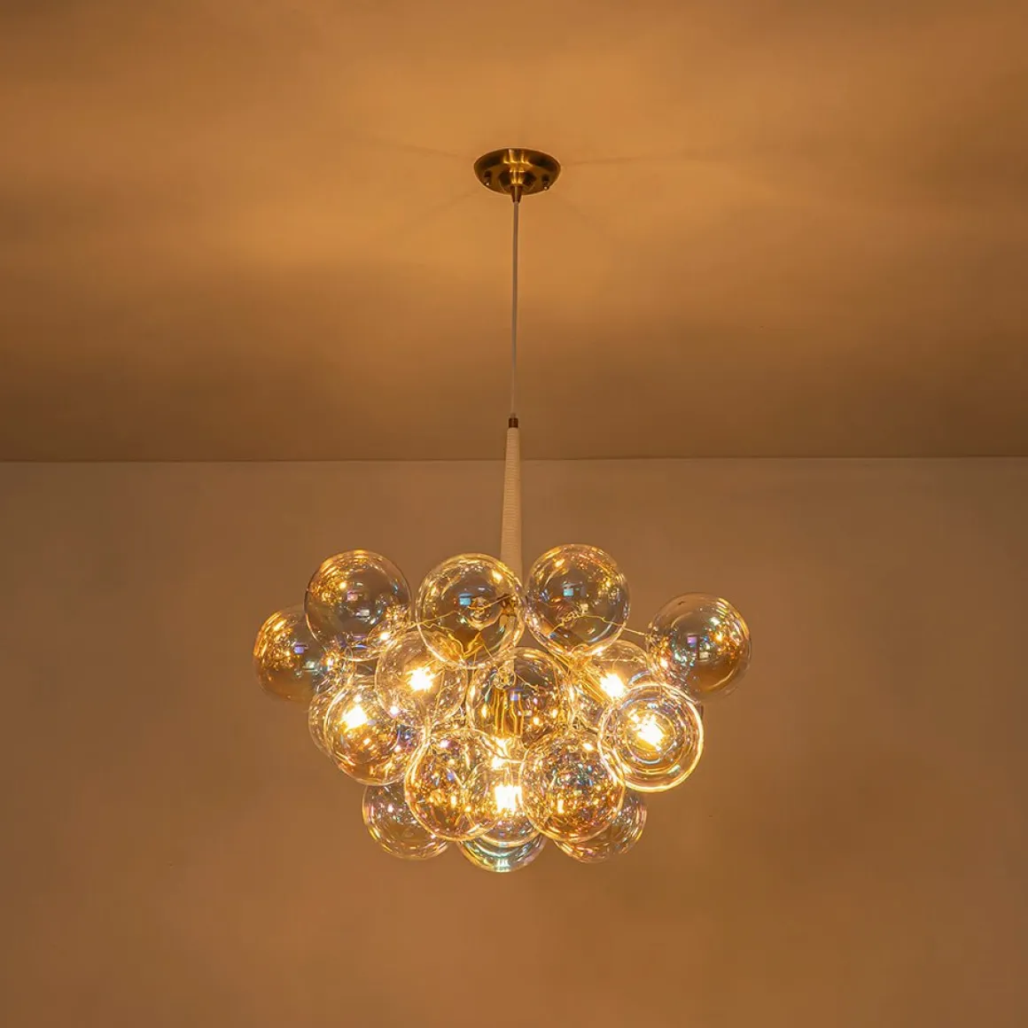 Glam Iridescent Glass Globe Cluster Bubble Chandelier