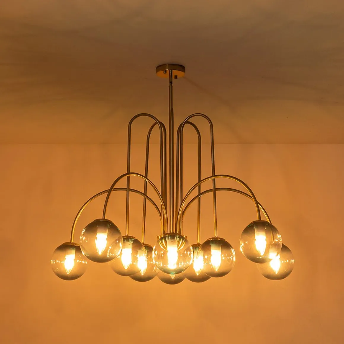 Glam 10-Light Blue Glass Globe Bubble Chandelier
