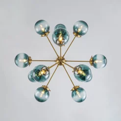 Glam 12-light Blue Glass Globe Sputnik Bubble Chandelier
