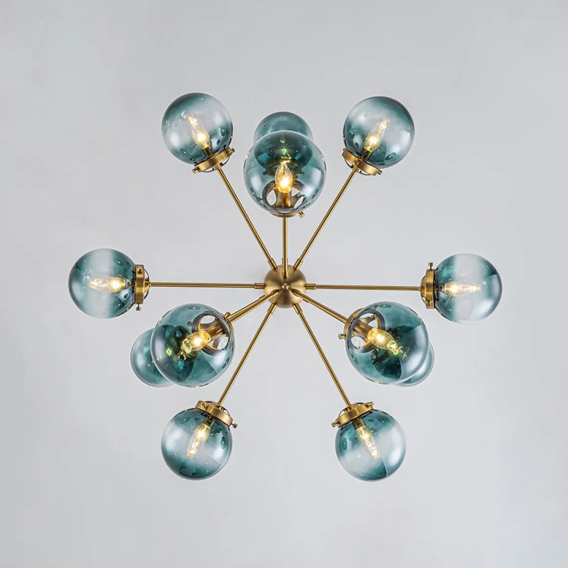 Glam 12-light Blue Glass Globe Sputnik Bubble Chandelier