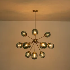 Glam 12-light Blue Glass Globe Sputnik Bubble Chandelier