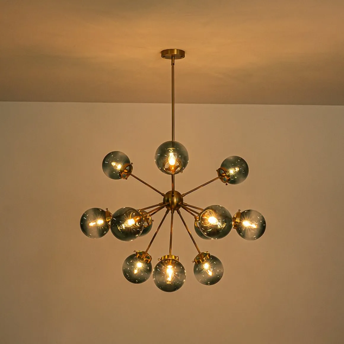 Glam 12-light Blue Glass Globe Sputnik Bubble Chandelier