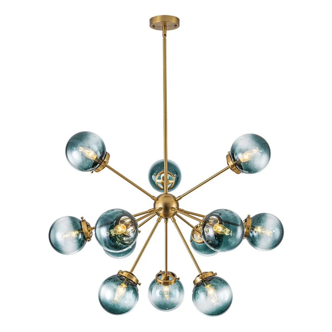Glam 12-light Blue Glass Globe Sputnik Bubble Chandelier