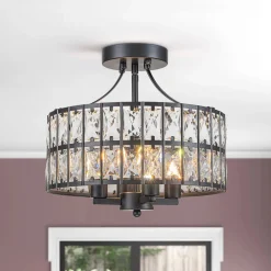 Glam 4-Light Drum Crystal Ceiling Light
