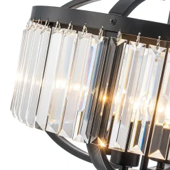 Glam 4-Light Faceted Crystal Round Cage Pendant