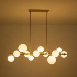 Glam 12-Light Shine Opal Glass Globe Linear Island Chandelier