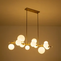 Glam 12-Light Shine Opal Glass Globe Linear Island Chandelier