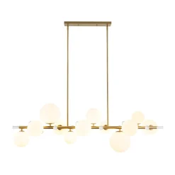 Glam 12-Light Shine Opal Glass Globe Linear Island Chandelier