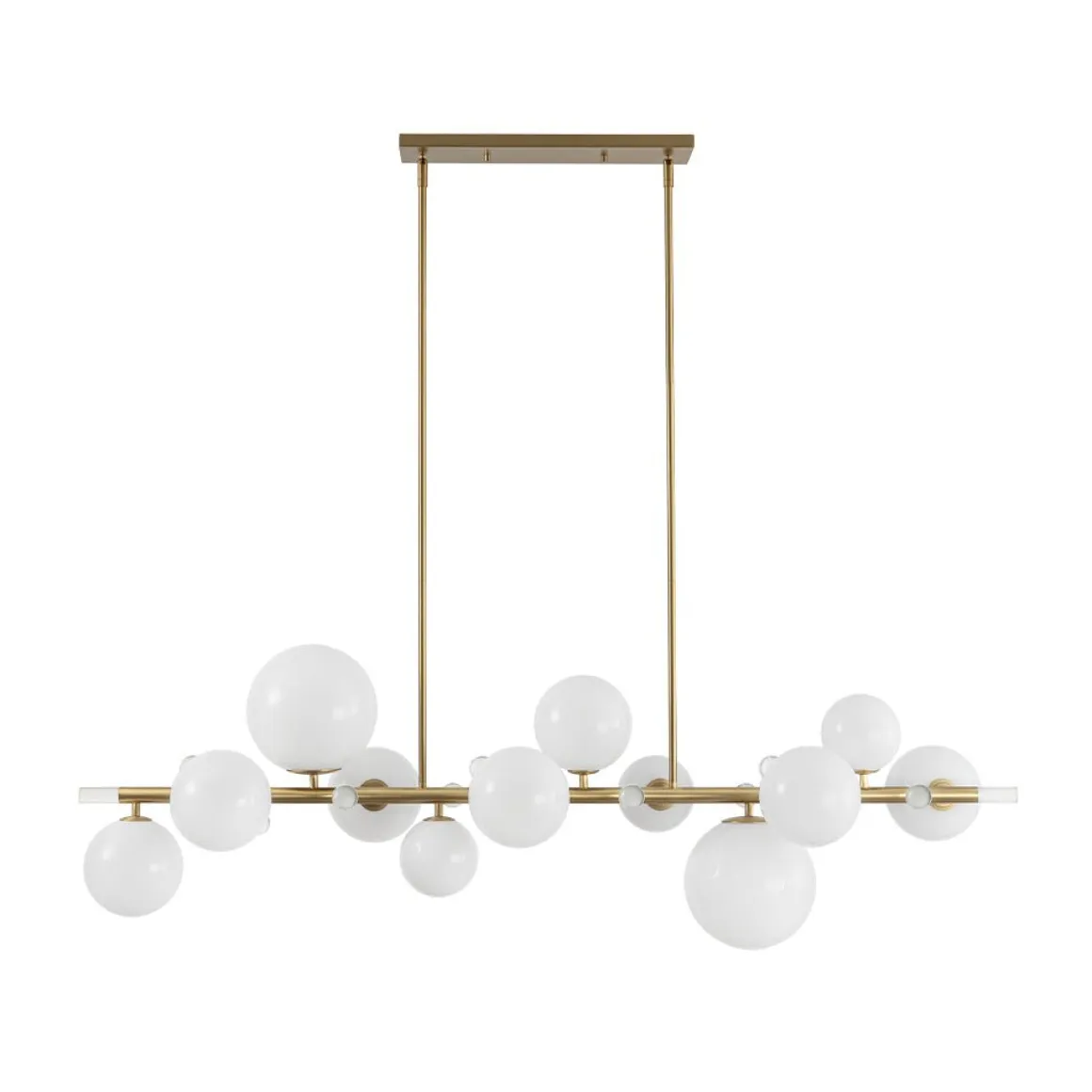 Glam 12-Light Shine Opal Glass Globe Linear Island Chandelier