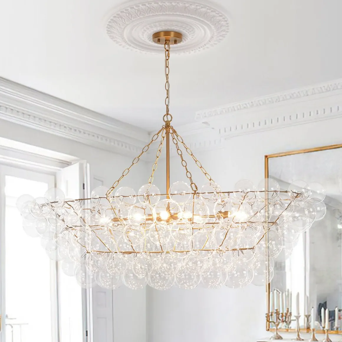Glam 8-Light Tiered Clear Glass Bubble Island Chandelier