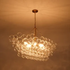 Glam 8-Light Tiered Clear Glass Bubble Island Chandelier
