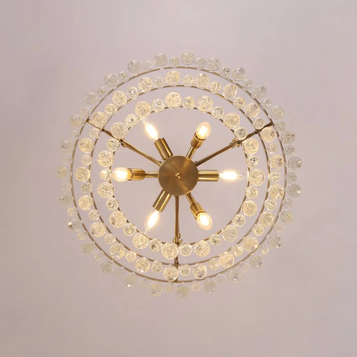 Glam Luxe Brass Tiered Crystal Raindrop Round Chandelier