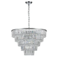 Glam Luxe Chrome 5-Tier Crystal Round Chandelier