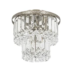 Glam Luxe 2-Tier Crystal Round Semi Flush Mount Light