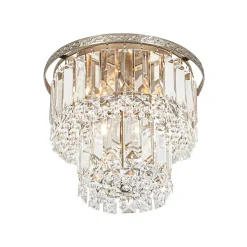 Glam Luxe 2-Tier Crystal Round Semi Flush Mount Light
