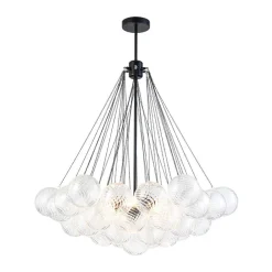 Glam Ribbed Glass Globe Textured Bubble Cluster Chandelier