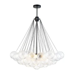 Glam Ribbed Glass Globe Textured Bubble Cluster Chandelier