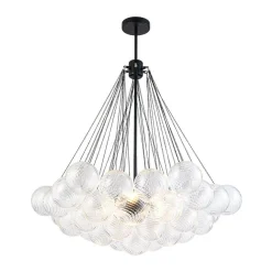 Glam Ribbed Glass Globe Textured Bubble Cluster Chandelier