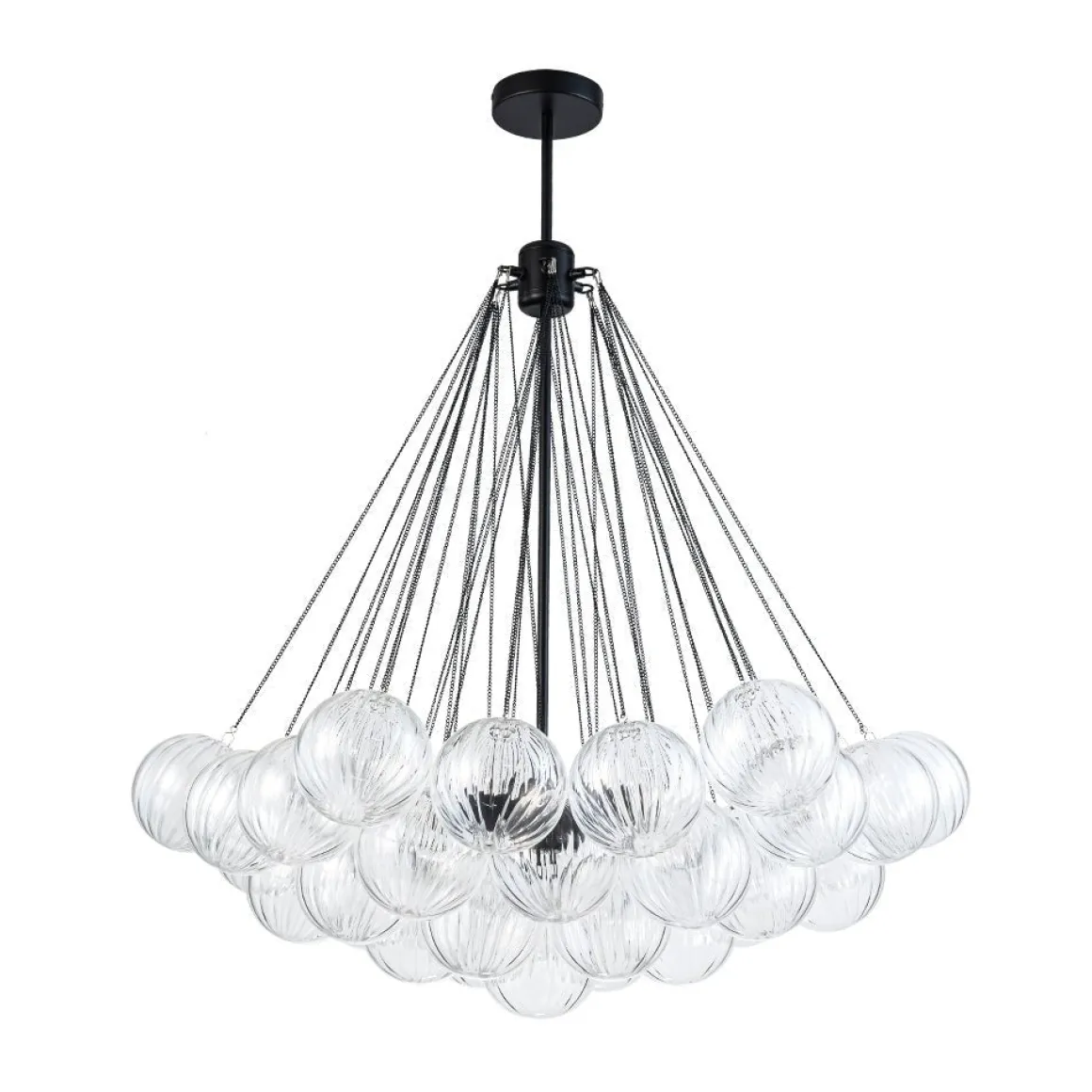 Glam Ribbed Glass Globe Textured Bubble Cluster Chandelier