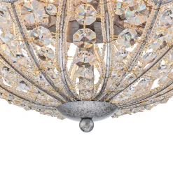 Glam Shabby Chic Crystal Globe Chandelier Distressed Silver
